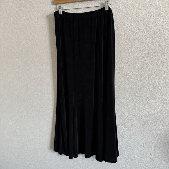 Artex 36” Midi Maxi Skirt Womens XL Black Traveler Pull On Elastic Waist Stretch - Picture 2 of 4